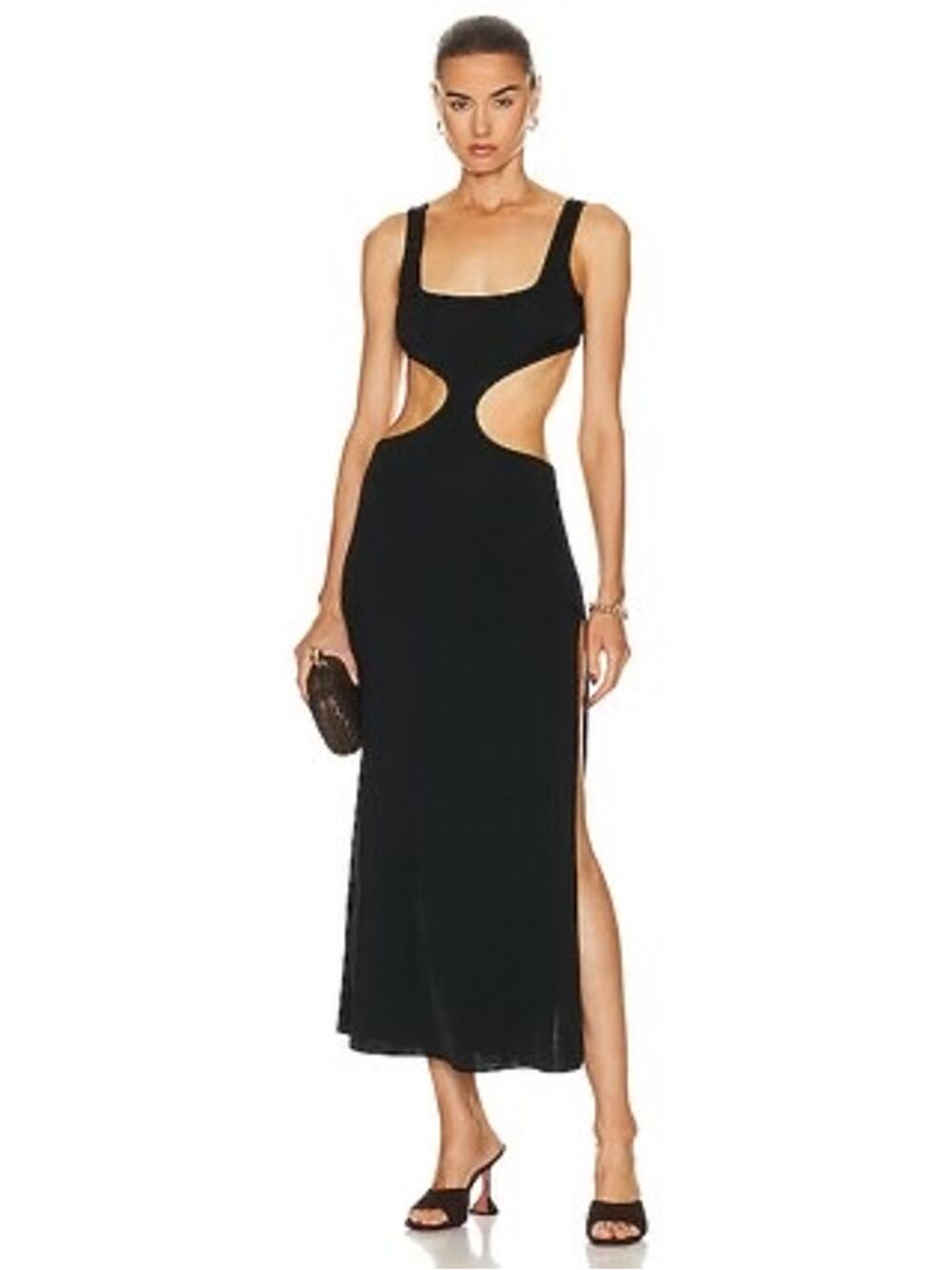 Agent Provocateur Christiana Black Gold Cutout Midi Cover Up Dress 6